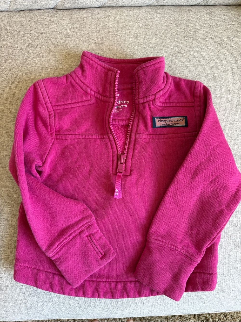 Vineyard Vines 2T Girls' Fuchsia Shep Quarter-Zip Pullover